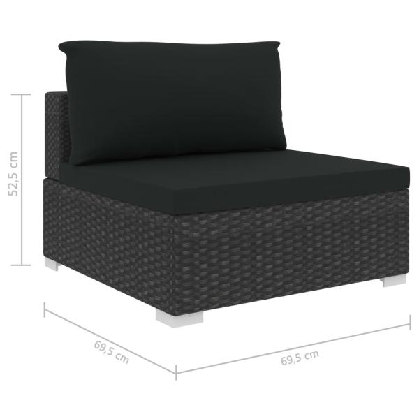 11-tlg. Garten-Lounge-Set mit Auflagen Poly Rattan Schwarz
