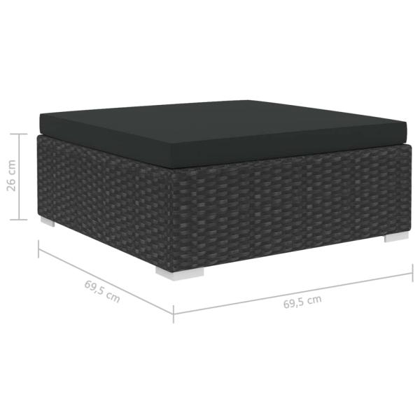 11-tlg. Garten-Lounge-Set mit Auflagen Poly Rattan Schwarz