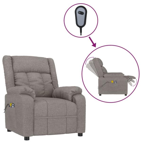 Massagesessel Elektrisch Taupe Stoff