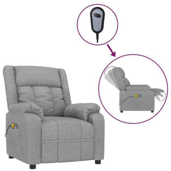 Massagesessel Elektrisch Hellgrau Stoff
