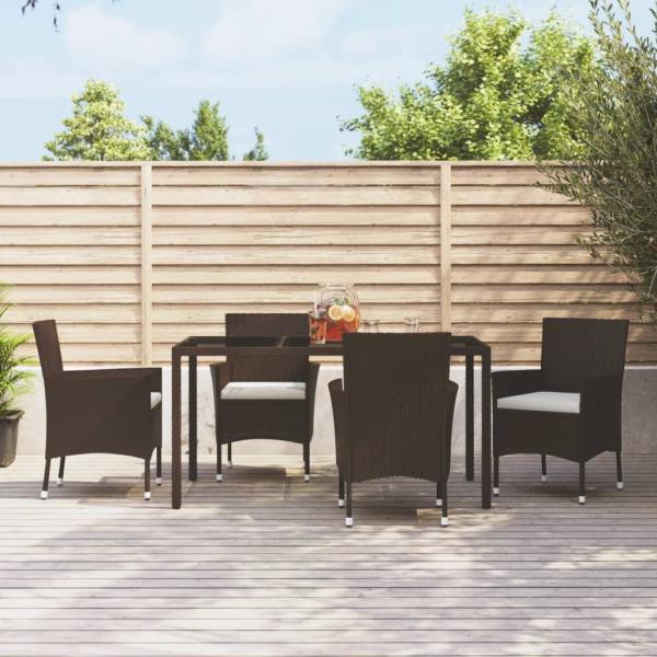 ARDEBO.de - Gartenstühle mit Kissen 4 Stk. Braun Poly Rattan (nur UK/IE/FI/NO)