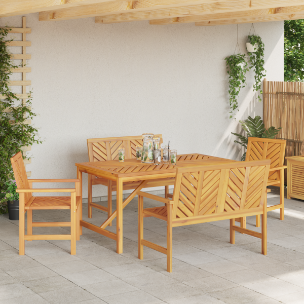Garten Essgruppe 5 Stk. Braun Massivholz Akazie