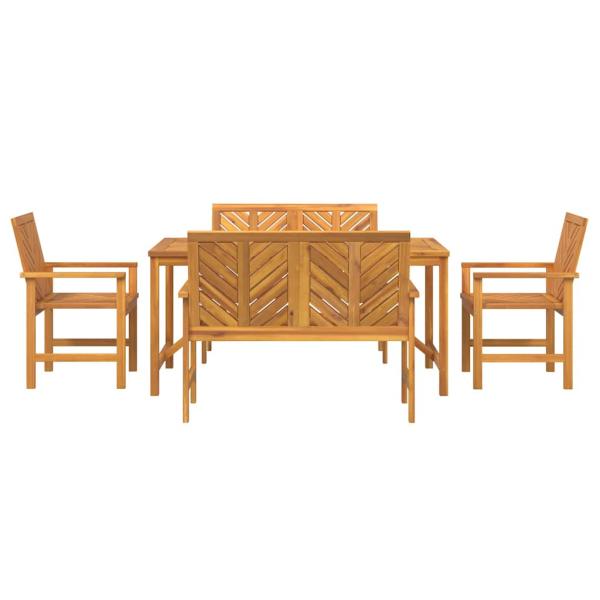 Garten Essgruppe 5 Stk. Braun Massivholz Akazie