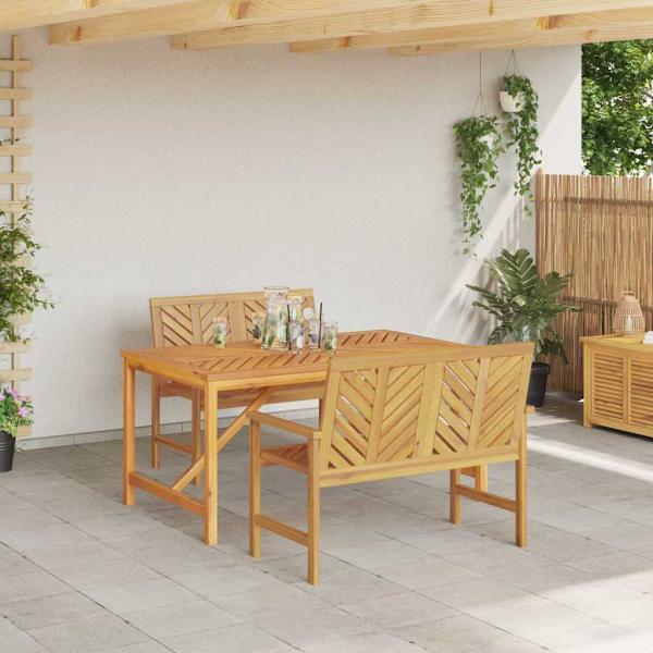 3-teilige Garten Essgruppe aus massivem Akazienholz