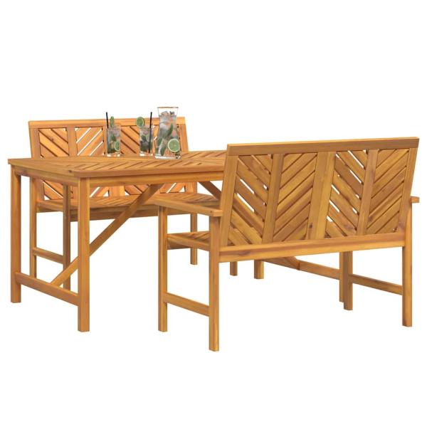 Garten Essgruppe 3 Stk. Braun Massivholz Akazie