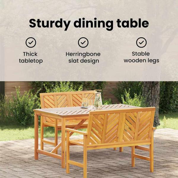 Garten Essgruppe 3 Stk. Braun Massivholz Akazie
