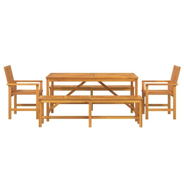 5-teilige Garten-Essgruppe aus massivem Akazienholz