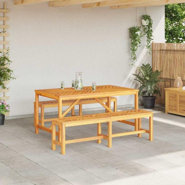 3-teiliges Garten Esstisch Set Massivholz Akazie