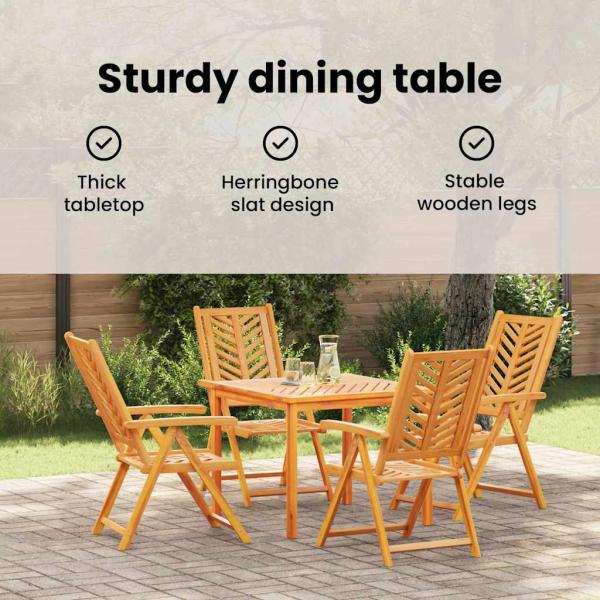 5-teilige Garten Essgruppe Massivholz Akazie