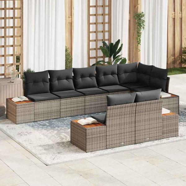 ARDEBO.de - Gartensofa-set 8 Stk. 8-Sitzanzahl Grau Polyrattan
