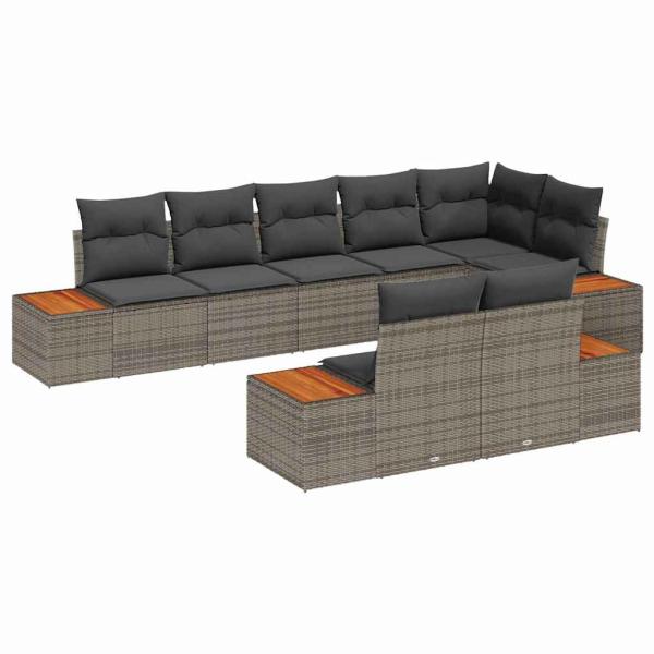 Gartensofa-set 8 Stk. 8-Sitzanzahl Grau Polyrattan