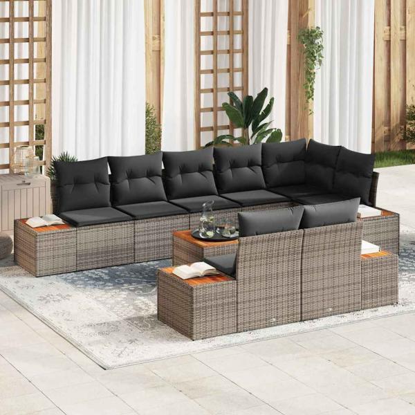ARDEBO.de - Gartensofa-set 8 Stk. 8-Sitzanzahl Grau Polyrattan