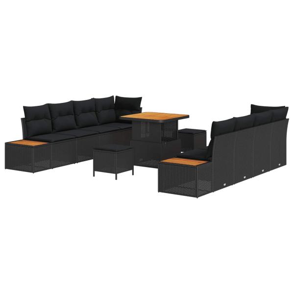 Gartensofa-set 11 Stk. 10-Sitzanzahl Schwarz