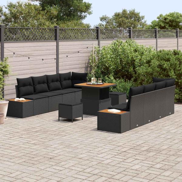 Gartensofa-set 11 Stk. 10-Sitzanzahl Schwarz