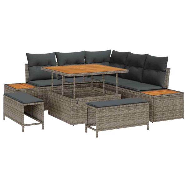 Gartensofa-set 8 stk. 7-Sitzanzahl Grau Poly Rattan