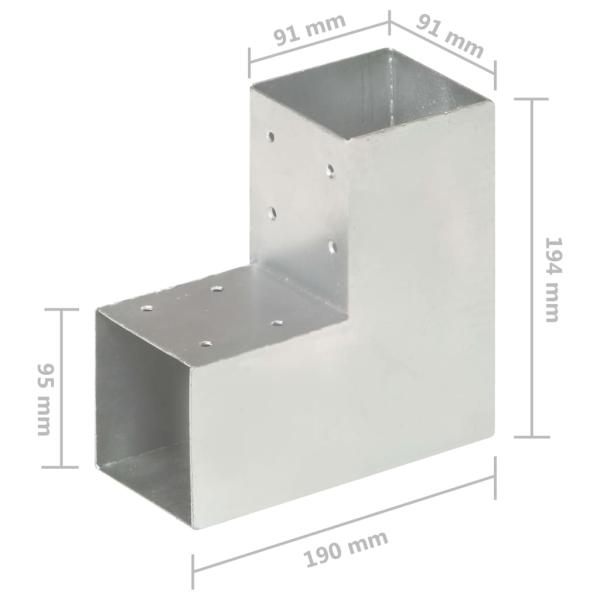 Pfostenverbinder L-Form Verzinktes Metall 91 x 91 mm