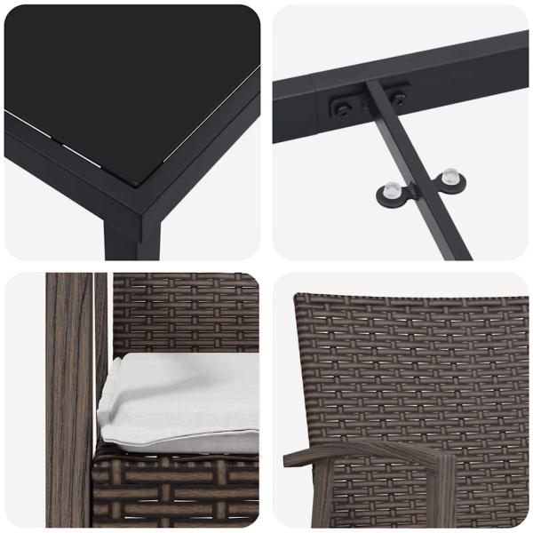 ARDEBO.de - 7-teiliges Garten-Esstischset mit Kissen Braun Poly-Rattan