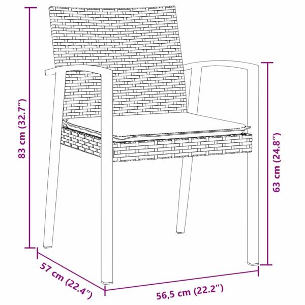 7-teiliges Garten-Esstischset mit Kissen Braun Poly-Rattan