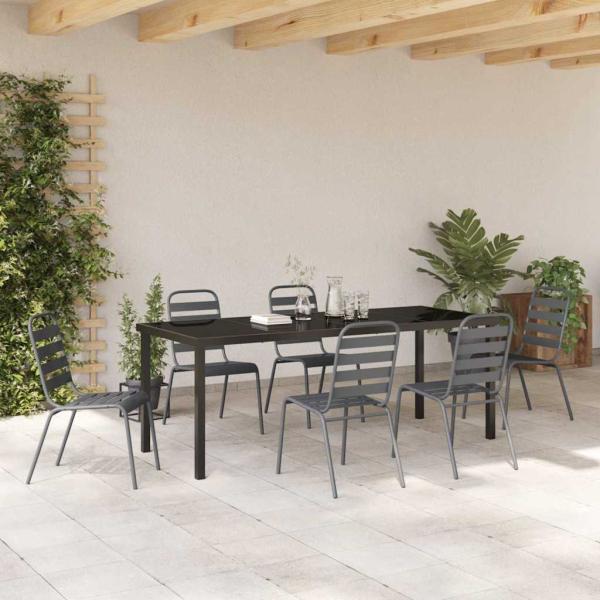 Garten Essgruppe 7 stk. Anthrazit Pulverbeschichteter Stahl
