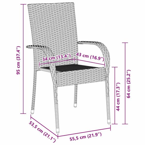 ARDEBO.de - 7-teiliges Garten-Essset Grau Poly-Rattan
