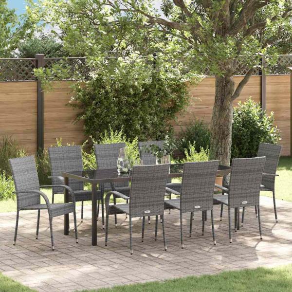 ARDEBO.de - Garten Essgruppe 5 pcs Grau Pulverbeschichteter Stahl