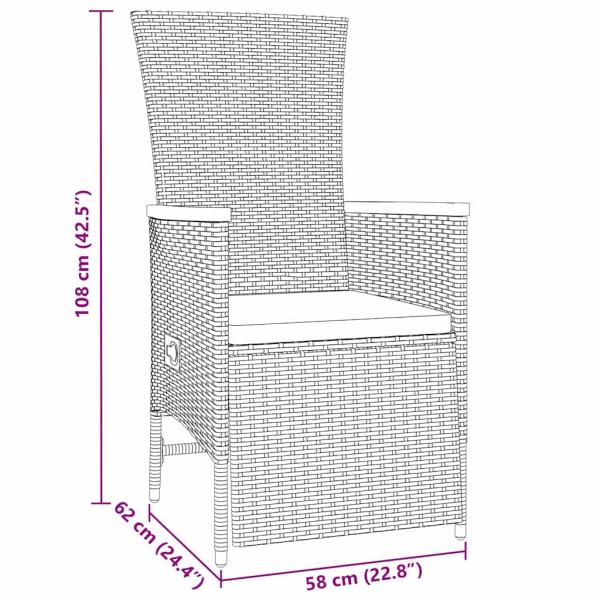 7-teiliges Garten-Dining-Set mit Kissen Grau Poly Rattan