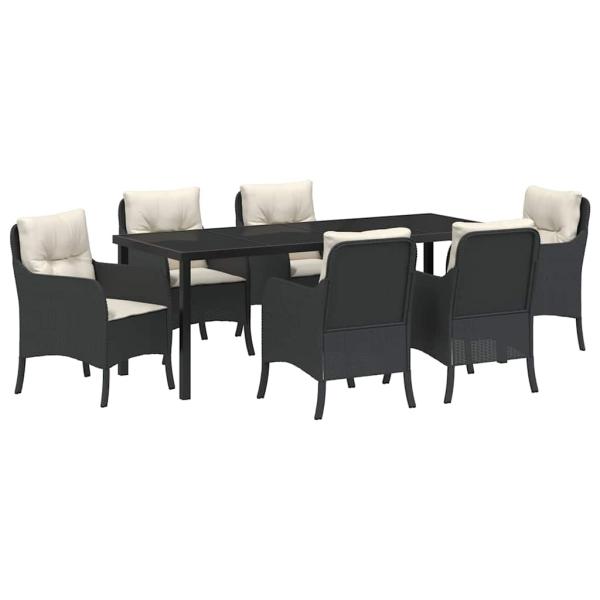 Garten Essgruppe 7 stk. Schwarz Poly-Rattan