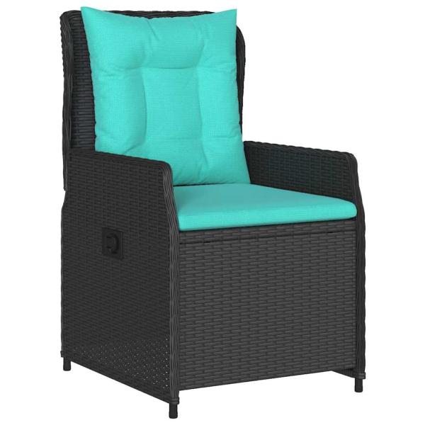 7-teiliges Garten-Essset Schwarz Poly-Rattan