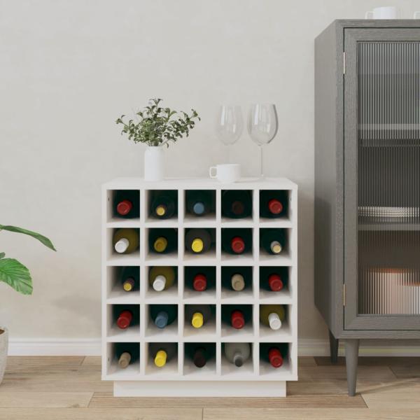 Weinregal Weiß 55,5x34x61 cm Massivholz Kiefer