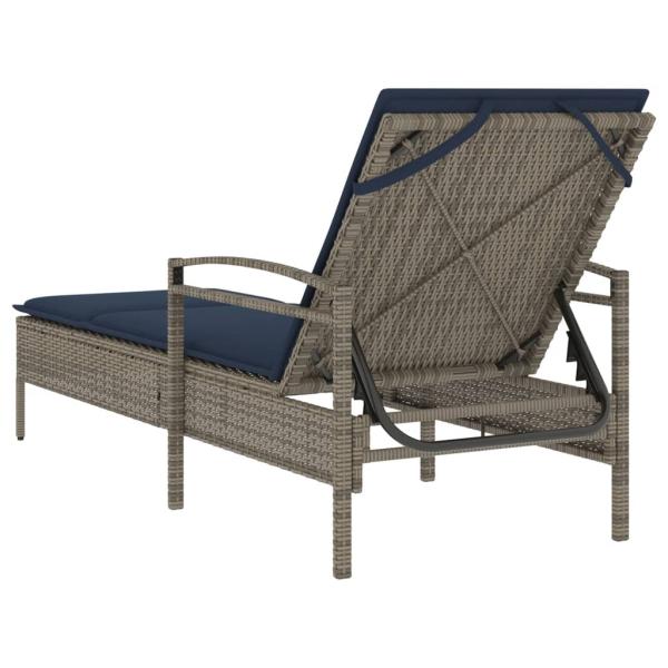 Sonnenliege mit Kissen Grau 63 x 200 x 81 cm Poly Rattan (nur USA)