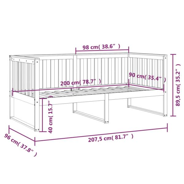Tagesbett ohne Matratze 90x200 cm Massivholz Kiefer