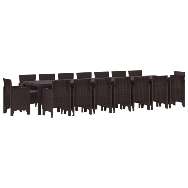 ARDEBO.de - 17-teiliges Garten Essset mit Kissen Braun Poly Rattan