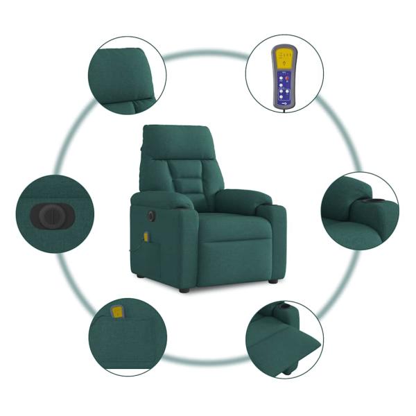 Massagesessel Elektrisch Dunkelgrün Stoff