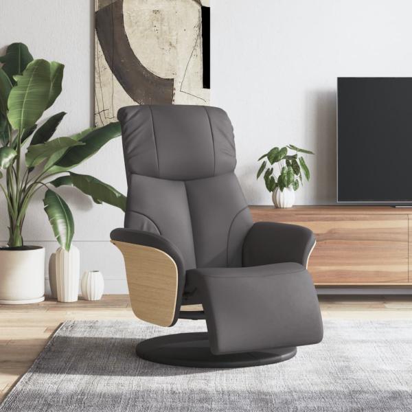 ARDEBO.de - Relaxsessel mit Fußteil Grau Kunstleder