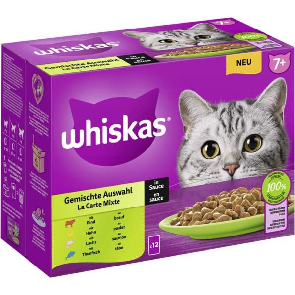 ARDEBO.de Whiskas Portionsbeutel Multipack 7+ Gemischte Auswahl in Sauce 12 x 85g
