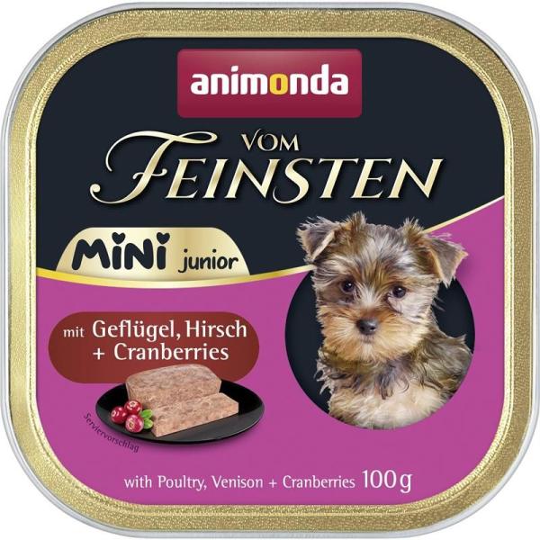 ARDEBO.de Animonda Dog vom Feinsten Mini Junior mit Geflügel, Hirsch & Cranberrys 100g
