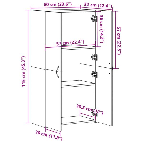 Aktenschrank Räuchereiche 60x32x115 cm Holzwerkstoff