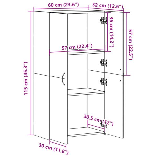 Aktenschrank Sonoma-Eiche 60x32x115 cm Holzwerkstoff