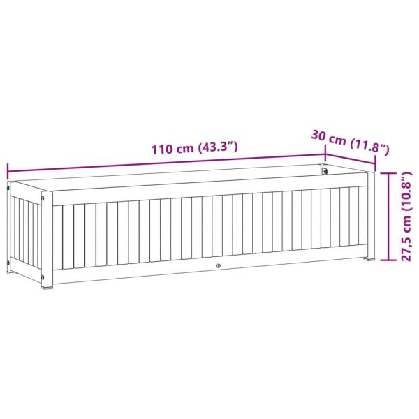 Pflanzkübel 110x30x27,5 cm Massivholz Akazie und Stahl