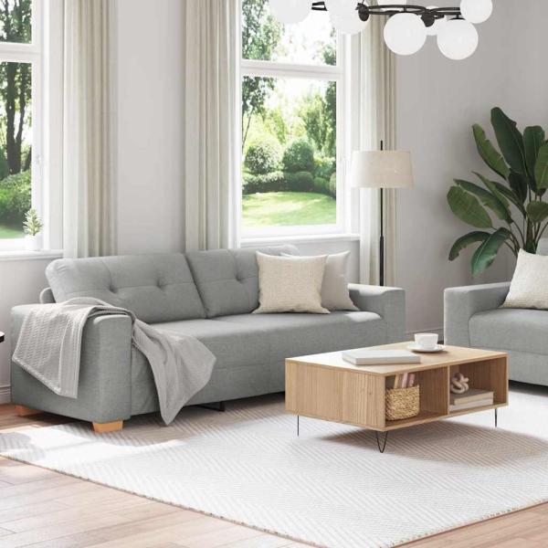 2-tlg. Sofagarnitur mit Kissen Wolkengrau Stoff