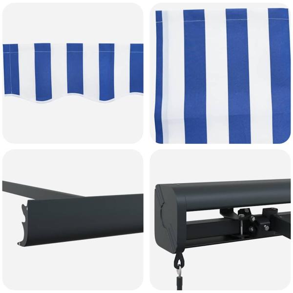 Manuelle ausziehbare Markise Blau und Weiß 300x250 cm