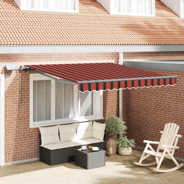 ARDEBO.de - Manuelle einziehbare Markise mit LED Orange und Braun 300x250 cm