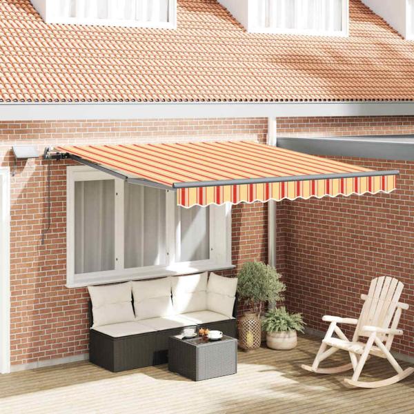 ARDEBO.de - Manuelle einziehbare Markise mit LED Gelb und Orange 300x250 cm