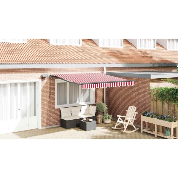 Manuelle einziehbare Markise mit LED in Rot und Weiß 300x250 cm