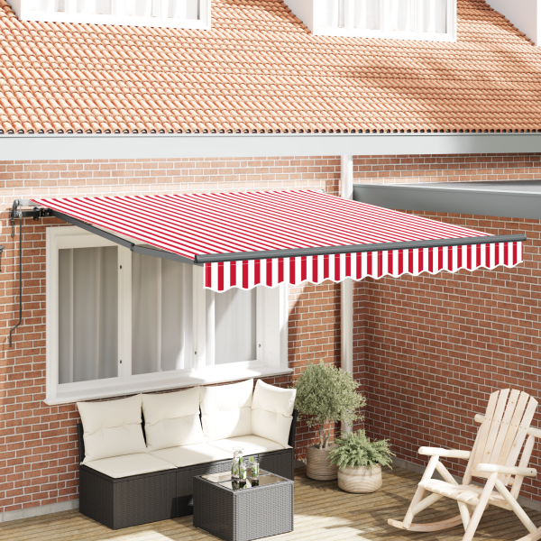 Automatische Einziehbare Markise Rot und Weiß 300x250 cm