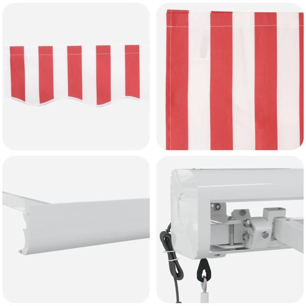 Automatische einziehbare Markise mit roten und weißen Streifen 300x250 cm