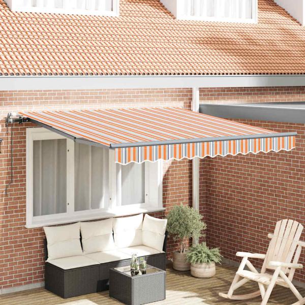 ARDEBO.de - Automatische einziehbare Markise mit mehrfarbigem Streifen 300x250 cm