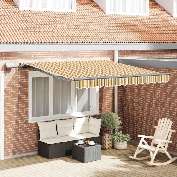 ARDEBO.de - Manuelle einziehbare Markise mit LED mehrfarbigen Streifen 300x250 cm