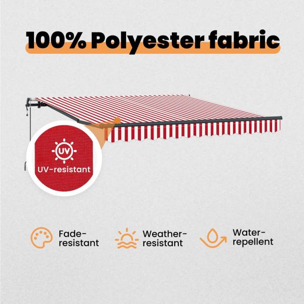 Automatische einziehbare Markise Rot und Weiß Streifen 350x250 cm