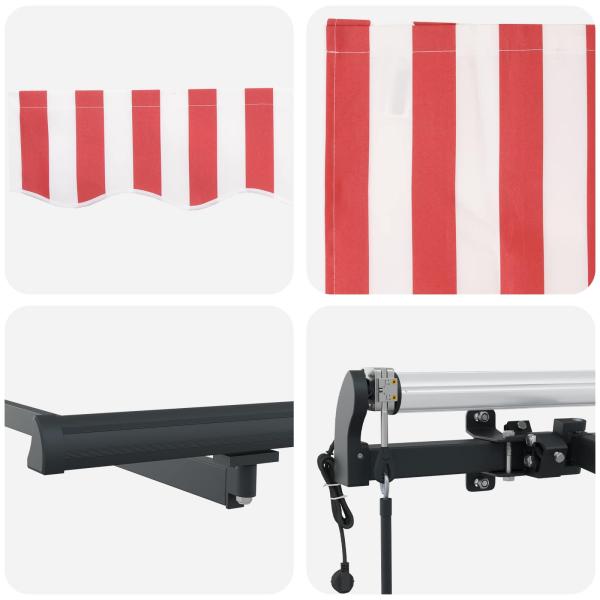 Automatische einziehbare Markise Rot und Weiß Streifen 350x250 cm